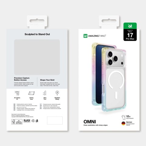 Etui pokrowiec na iPhone 17 Pro Max Omni MagSafe - przezroczyste-tęczowe