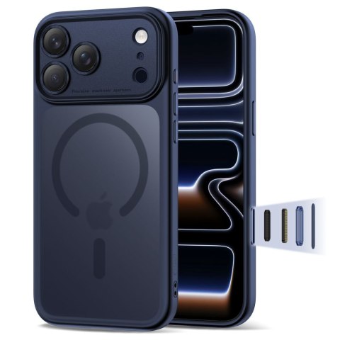 Etui pokrowiec na iPhone 17 Pro Magpeak Magsafe CC - granatowy mat