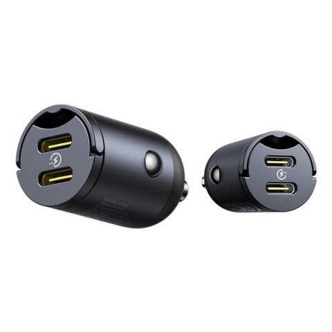 Ładowarka samochodowa 2xUSB-C 30W - czarna