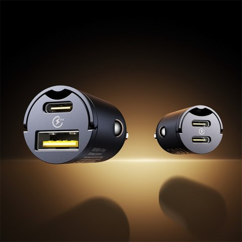 Ładowarka samochodowa 2xUSB-C 30W - czarna