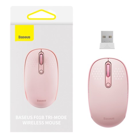 Myszka bezprzewodowa 3 tryby łączności 2.4GHz Bluetooth 3.0 5.0 F01B - różowa