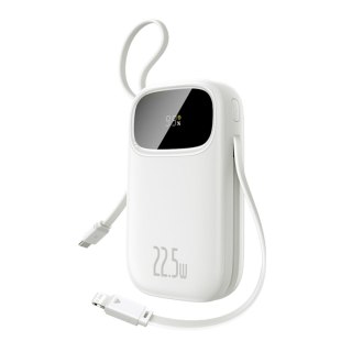 Powerbank 20000mAh z wyświetlaczem wbudowanymi kablami EnerFill FC31 22.5W - biały