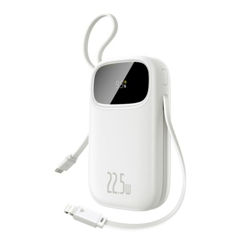 Powerbank 20000mAh z wyświetlaczem wbudowanymi kablami EnerFill FC31 22.5W - biały