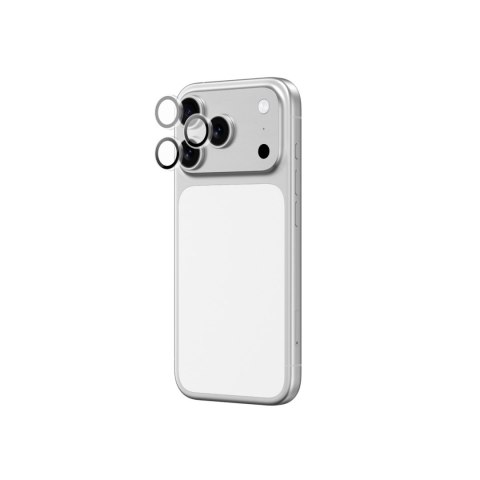 Szkło na aparat do iPhone 17 Pro / Pro Max z czarną aluminiową ramką Lens Glass