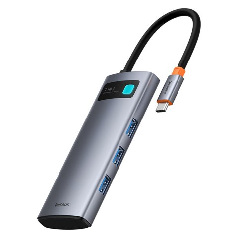 7w1 HUB adapter Metal Gleam USB-C HDMI USB-A USB-C PD SD microSD - szary