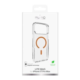 Etui pokrowiec case na iPhone 17 Pro Max Lite Mag MagSafe - przezroczyste pomarańczowy pierścień