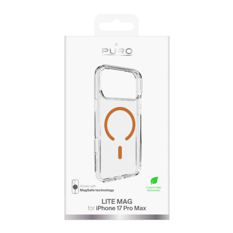 Etui pokrowiec case na iPhone 17 Pro Max Lite Mag MagSafe - przezroczyste pomarańczowy pierścień