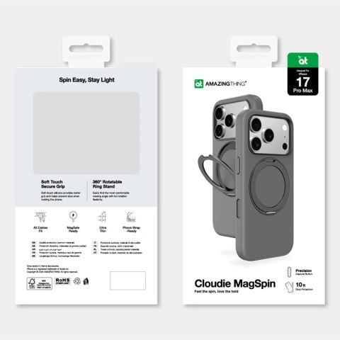 Etui pokrowiec na iPhone 17 Pro Max z podstawką Cloudie - szare