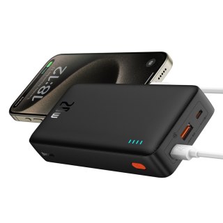 Powerbank 20000mAh Airpow 20W z kablem USB-A - USB-C 50cm - czarny
