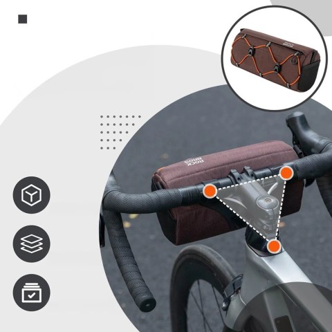 Torba rowerowa na kierownicę z paskiem 2.2L - brązowa