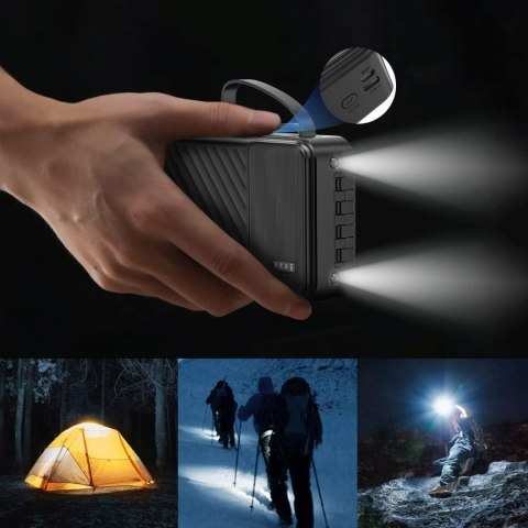 Powerbank K11 Max 30000mAh z wbudowanymi kablami - czarny