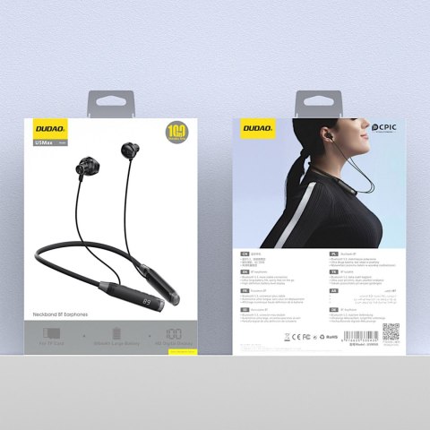 Słuchawki bezprzewodowe U5 Max Bluetooth z pałąkiem na szyję - czarne
