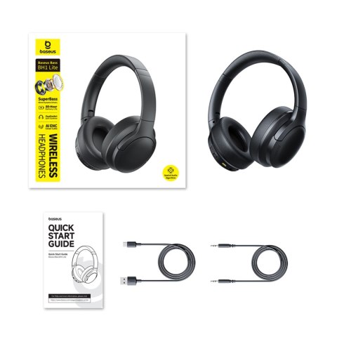 Słuchawki bezprzewodowe nauszne mocny bas Bass BH1 Bluetooth - czarne