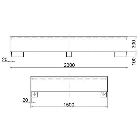 Wanna wychwytowa do zbiornika IBC paletopojemnika MAUZER 2 x 1000L - ocynkowana