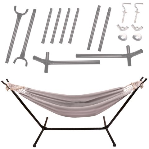 Hamak ze stelażem ogrodowy huśtawka stelaż stojak do hamaka duży mocny + pokrowiec 247cm 100kg