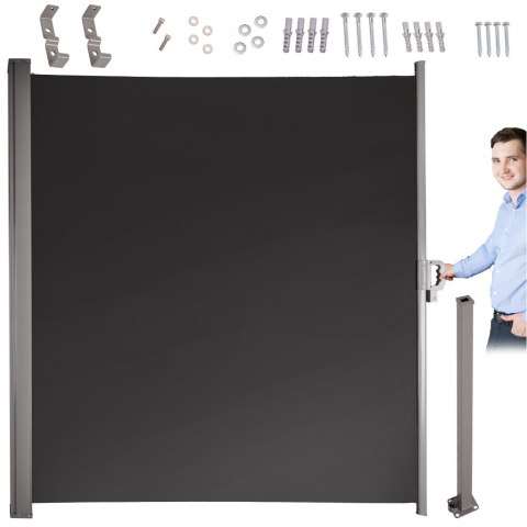 Markiza boczna tarasowa LUARO parawan zwijany 180 x 400 cm szary