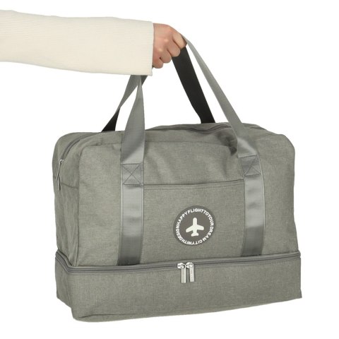 Torba podróżna bagaż podręczny do samolotu podróżna turystyczna pojemna uchwyt kieszenie 39x18x30 szara
