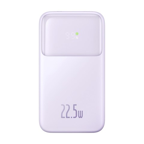 Powerbank z wyświetlaczem 10000mAh 22.5W + kabel USB-A / USB-C fioletowy