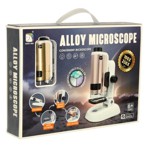 Mikroskop kieszonkowy szkolny edukacyjny naukowy mini LED akcesoria