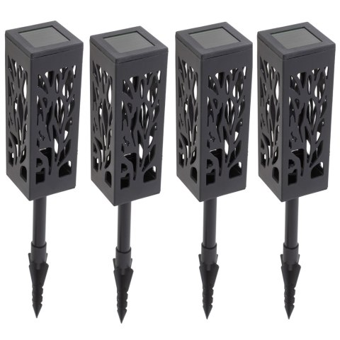 Lampa solarna ogrodowa ażurowa latarenka lamion LED czujnik zmierzchu wbijana 4szt.