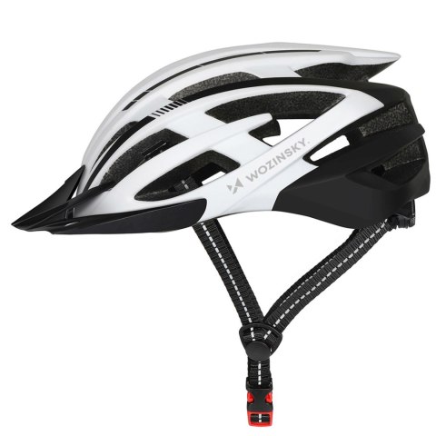 Kask rowerowy MTB z odpinanym daszkiem i tylną lampką USB 54-57 cm - czarno-biały
