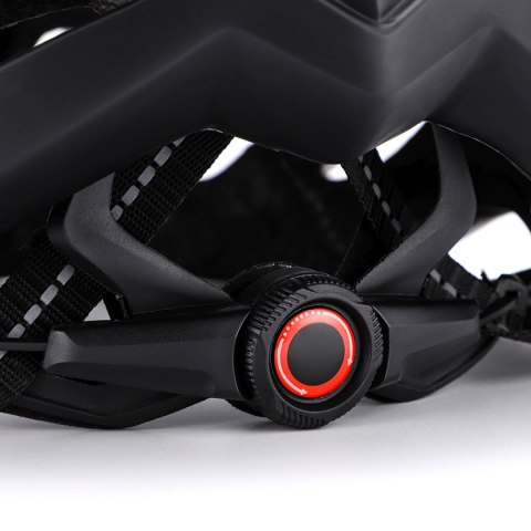 Kask rowerowy MTB z odpinanym daszkiem i tylną lampką USB 54-57 cm - czarno-biały