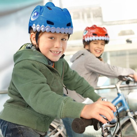 Kask rowerowy dziecięcy 52-56 cm - niebieski dinozaur