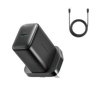 Ładowarka sieciowa z kablem wtyczka Angielska UK USB-C 25W 1m - czarna