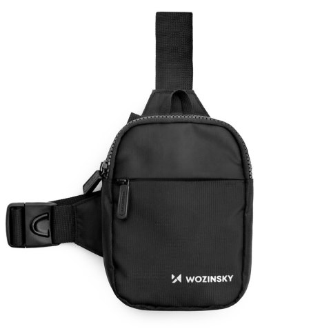 Mini saszetka na ramię wodoodporna dwukomorowa na telefon unisex - czarna
