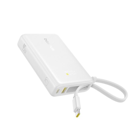 Powerbank 10000mAh 45W PicoGo USB-A USB-C z wbudowanym kablem wyświetlaczem - biały