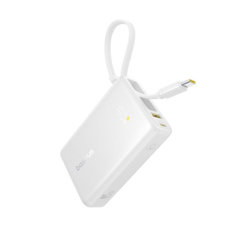 Powerbank 10000mAh 45W PicoGo USB-A USB-C z wbudowanym kablem wyświetlaczem - biały