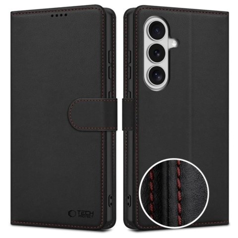 Etui futerał zamykany z podstawką na Samsung Galaxy S26 Wallet - czarno czerwony