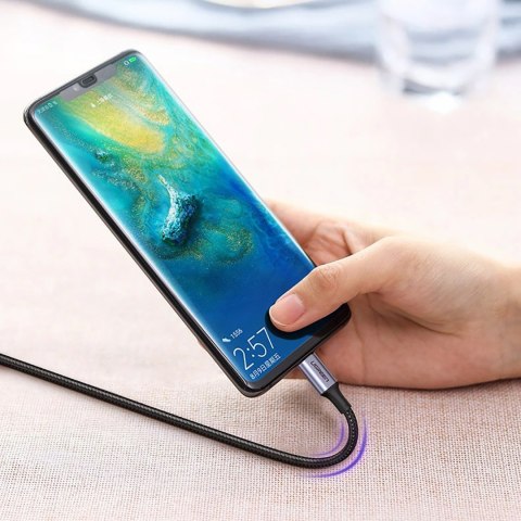Kabel przewód w opocie USB-C - USB-C PD QC FCP 100W 5A 480Mb/s 1.5m - szary