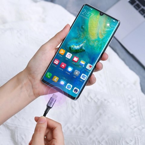 Kabel przewód w opocie USB-C - USB-C PD QC FCP 100W 5A 480Mb/s 1.5m - szary