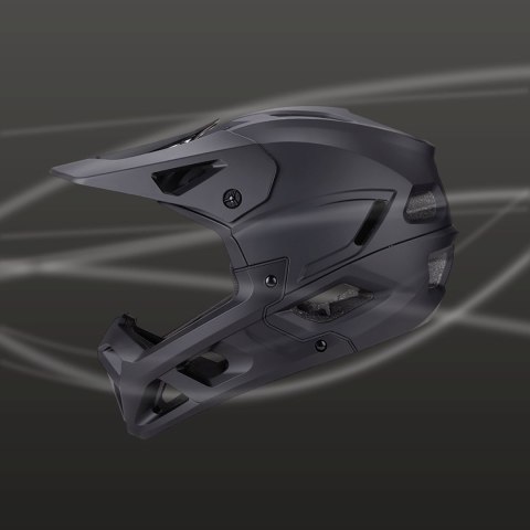 Kask rowerowy pełny z odpinanym daszkiem 57-62 cm - czarny