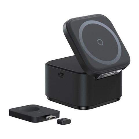 Ładowarka indukcyjna 3w1 do telefonu smartwatcha MagSafe 25W - czarna