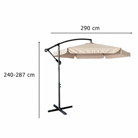 Parasol ogrodowy LUARO duży składany z wysięgnikiem 290cm beżowy