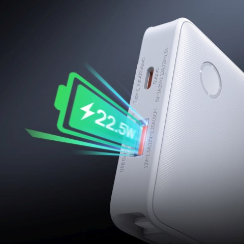 Powerbank 10000mAh 22.5W Airpow Lite z wbudowanymi kablami USB-C iPhone Lightning - biały