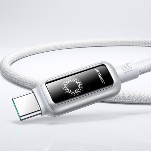 Kabel przewód w oplocie USB-C 100W 1.2m - biały