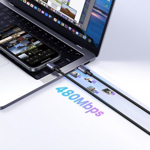 Kabel przewód USB-C PD 240W 2m - czarny