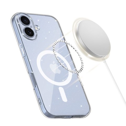 Etui ochronne na iPhone 17 FlexAir MagSafe - przezroczysto-brokatowe