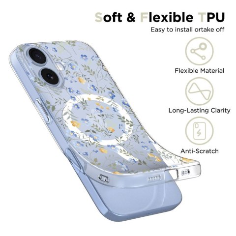Etui ochronne na iPhone 17 FlexAir MagSafe - stokrotki z liśćmi