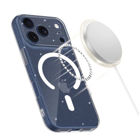 Etui ochronne na iPhone 17 Pro Max FlexAir MagSafe - przezroczysto-brokatowe