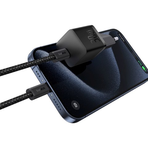 Ładowarka sieciowa USB-C GaN5 30W z kablem USB-C 100W - czarna