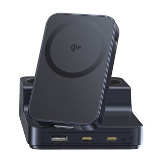 Stacja ładująca 6w1 bezprzewodowa USB-A USB-C 2x gniazdo AC 67W - czarna