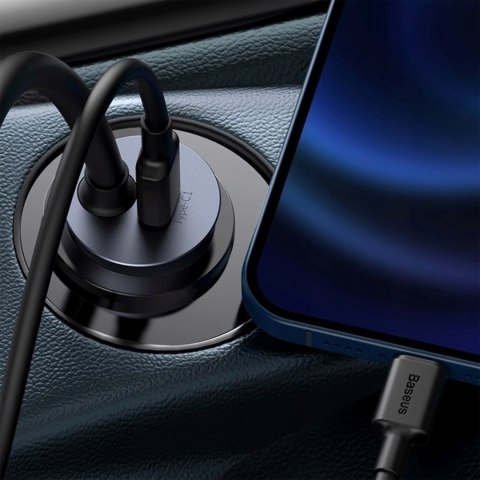 Ładowarka samochodowa z przedłużaczem USB-A USB-C PPS 120W - jasnoszara