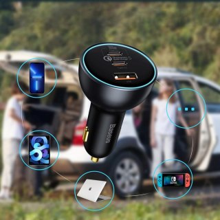Ładowarka samochodowa z technologią Qualcomm Quick Charge 5 USB-C USB-A 160W - szara