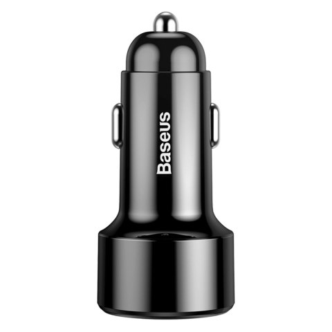 Ładowarka samochodowa z wyświetlaczem USB-A USB-C 45 W - czarna