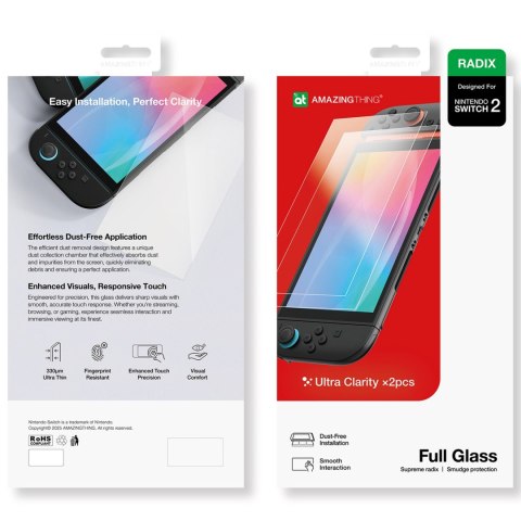 Szkło hartowane do konsoli Nintendo Switch 2 Radix Full Glass - 2 szt.