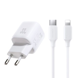 Ładowarka sieciowa USB-A USB-C z kablem USB-C - iPhone Lightning 33W - biała